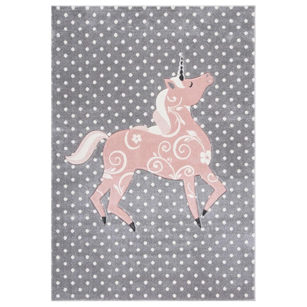 Safavieh Carousel 5"3" x 7"6" Grey, Ivory and Pink Kids Area Rug, , large