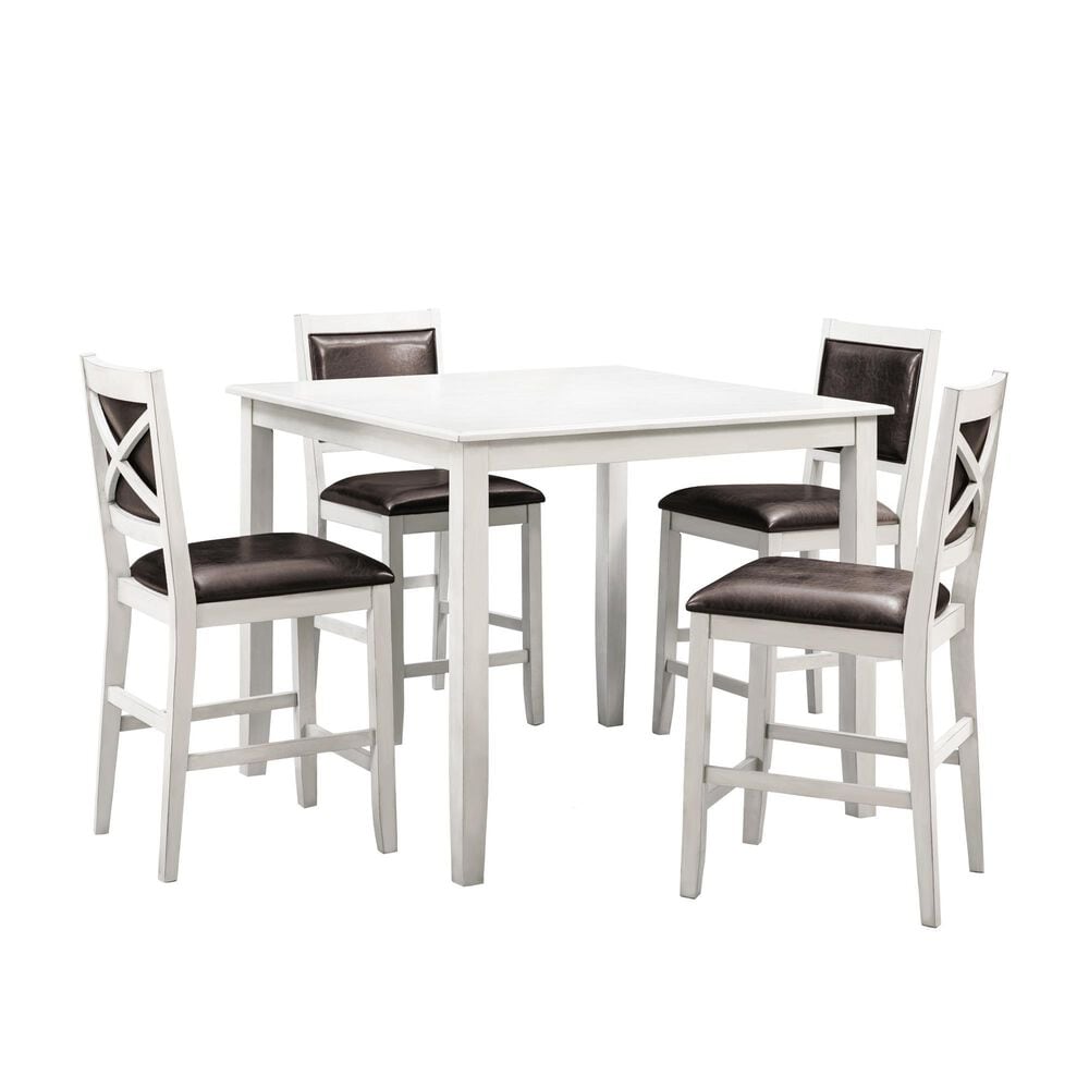 Abbyson Walker 5-Piece Square Counter Height Dining Set in White , , large