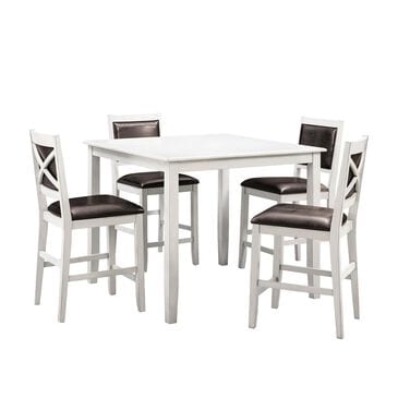 Abbyson Walker 5-Piece Square Counter Height Dining Set in White , , large