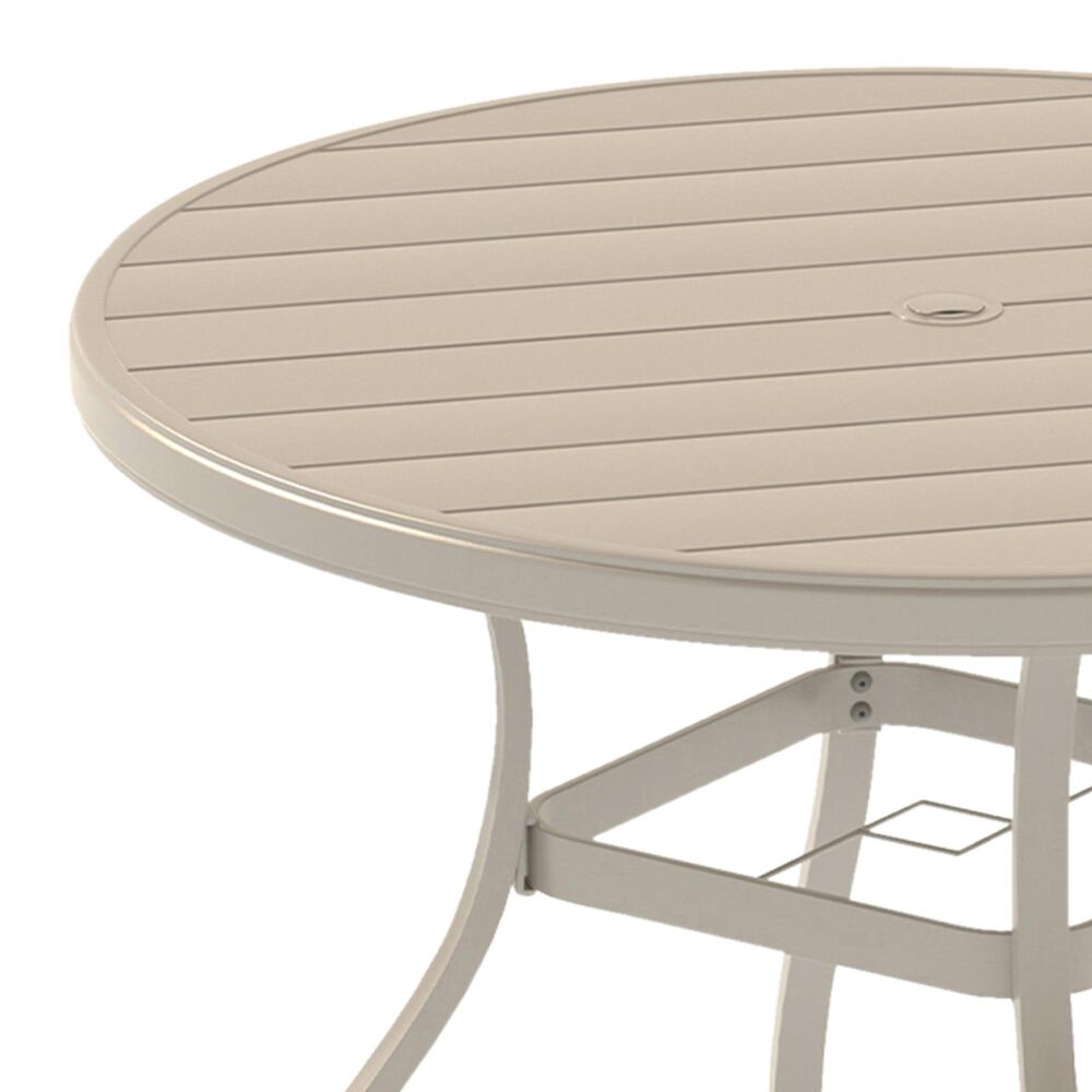 Hearth and Haven Outdoor 41" Round Dining Table with Umbrella Hole in Sandstone - Table Only, , large