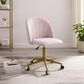 Linon Home Decor Adalynn Swivel Desk Chair with Blush Pink Cushion in Gold, , large