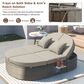 HOMLUX 2-Person Outdoor Daybed with Adjustable Backrests and Foldable Cup Trays in Gray, , large