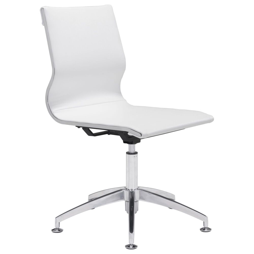Zuo Modern Glider Conference Chair in White and Silver NFM