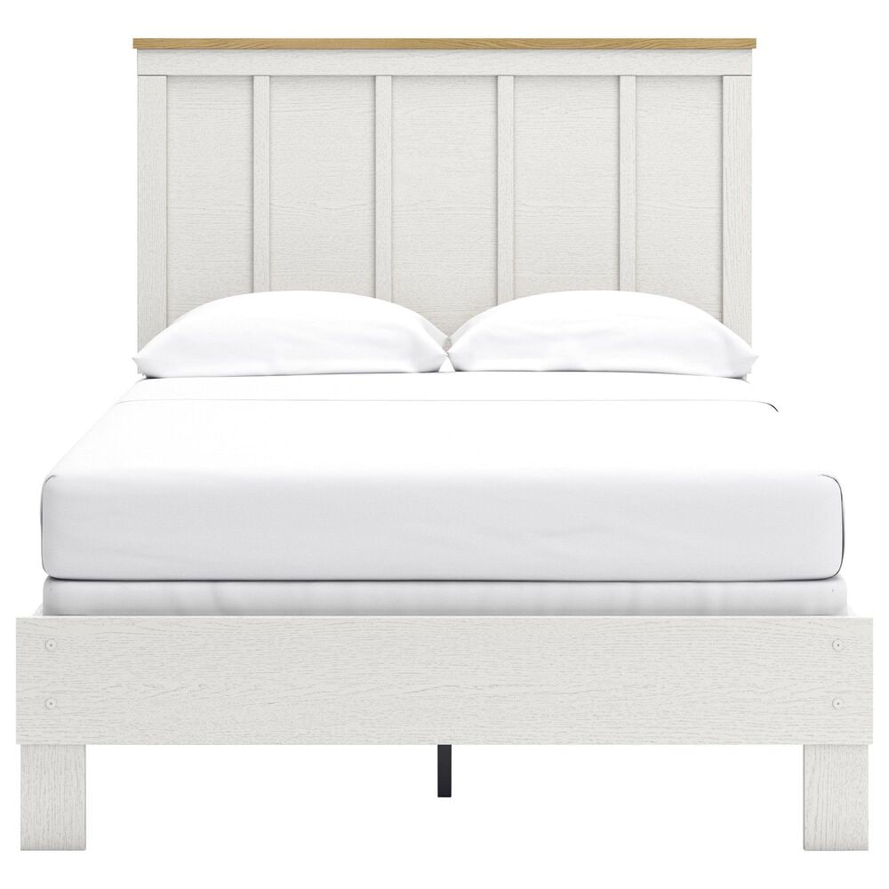 Ashley Linnocreek 4-Piece Full Bedroom Set in White and Warm Brown, , large