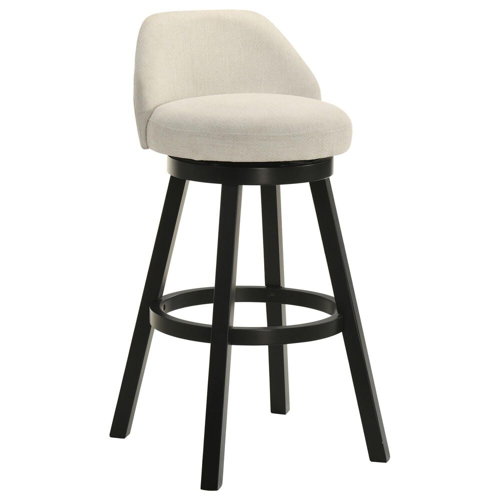 Armen Living Erika Swivel Bar Height Stool with Cream Upholstery in Black, , large