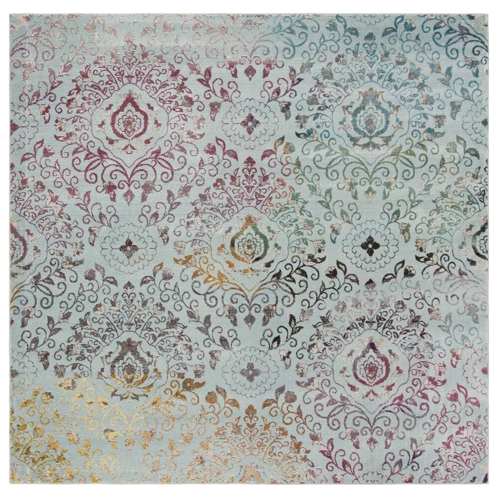 Safavieh Aria ARA172B 6"6" Square Blue and Multicolor Area Rug, , large