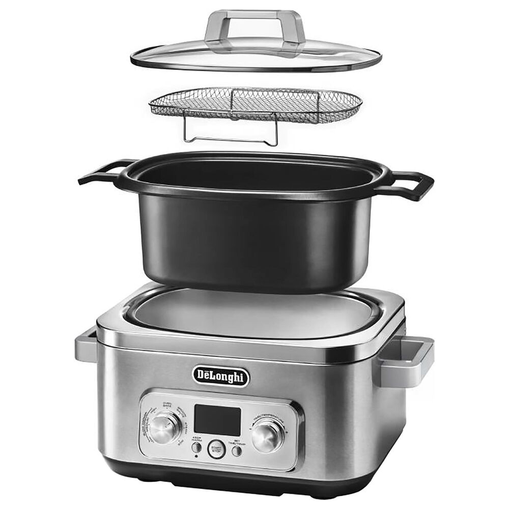  DeLonghi Livenza Multi-Cooker, Stainless Steel - 6 qt - Crock  Pot Slow Cooker - 24-Hour Programmability & Seven Modes - Includes  Non-Stick Dishwasher-Safe Pot, Steam Rack & Glass Lid: Home 