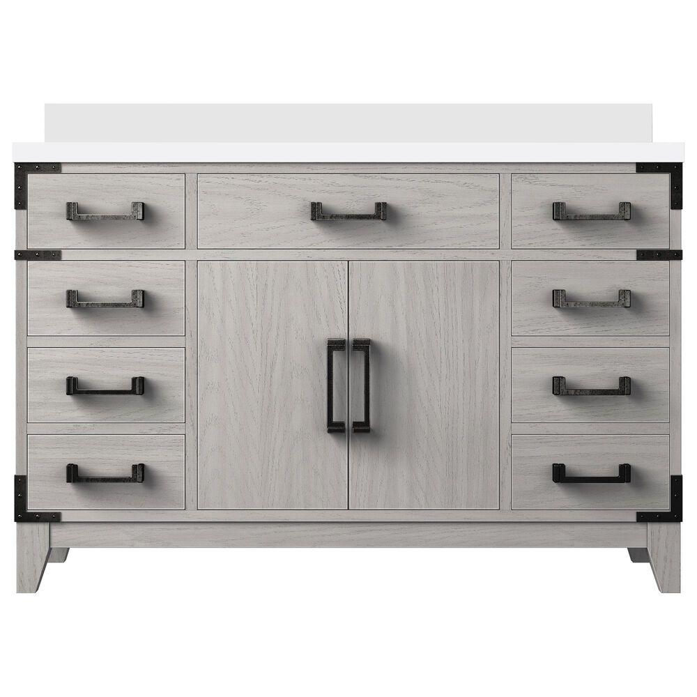 Lexora Home Laurel 48&quot; Single Bathroom Vanity in White Oak with White Quartz Top and Rectangular Sink, , large