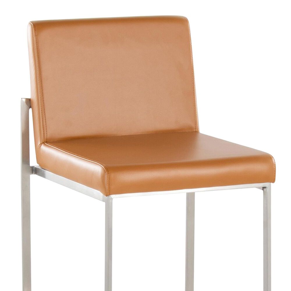 LumiSource Fuji Stackable Barstool with Camel Faux Leather in Stainless Steel (Set of 2), , large