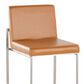 LumiSource Fuji Stackable Barstool with Camel Faux Leather in Stainless Steel (Set of 2), , large