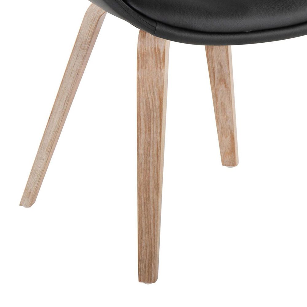 LumiSource Curvo Contemporary Upholstered Chair in Whitewashed Wood and Black Faux Leather by LumiSource - Set of 2, , large