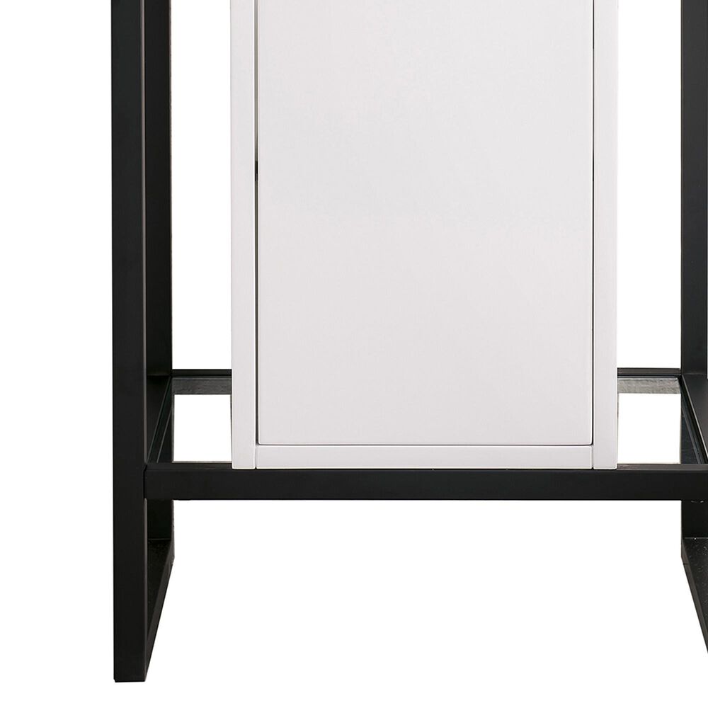 James Martin Vanities Boston 20&quot; Single White Door Bathroom Vanity in Matte Black with 3 cm White Glossy Resin Countertop and Rectangular Sink, , large