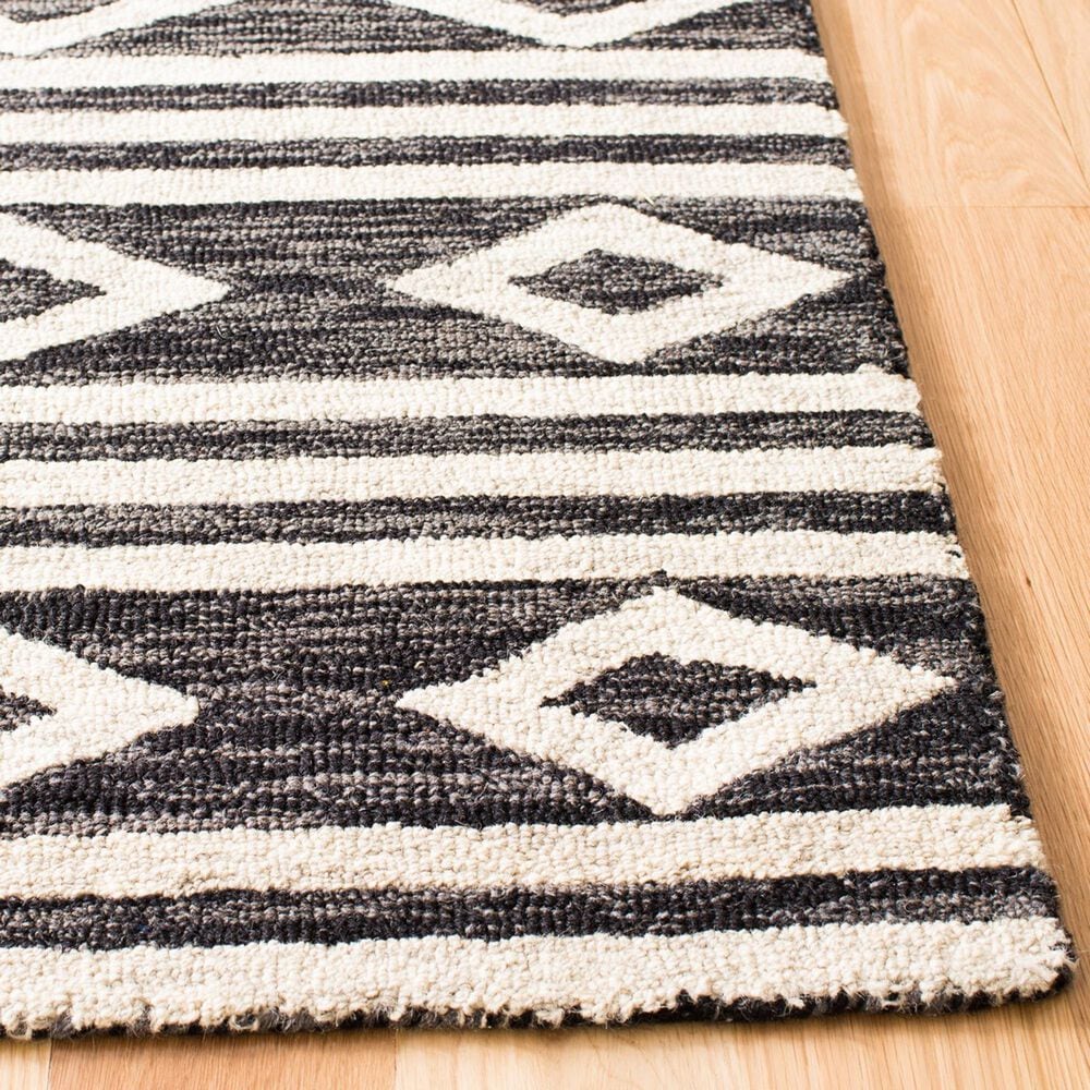 Safavieh Micro-Loop MLP153H 5&#39; Square Charcoal and Ivory Area Rug, , large