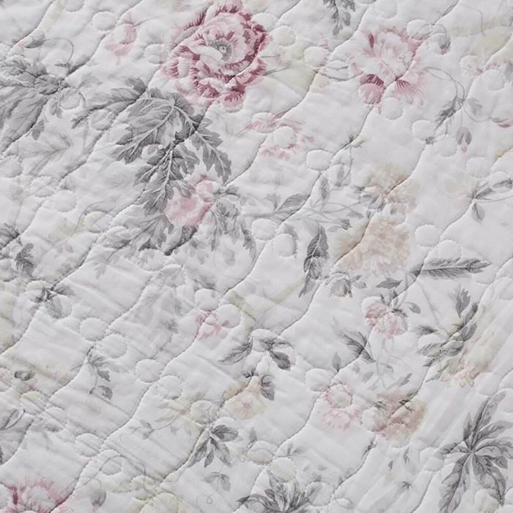 Revman Breezy Floral 3-Piece King Quilt Set in Pastel Grey, , large