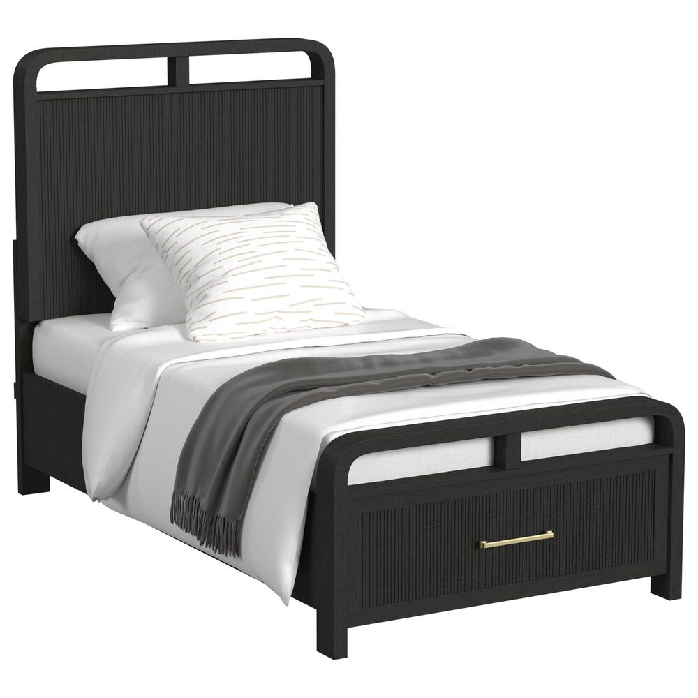 Mayberry Hill Ridgemont Twin Storage Panel Bed in Black, , large