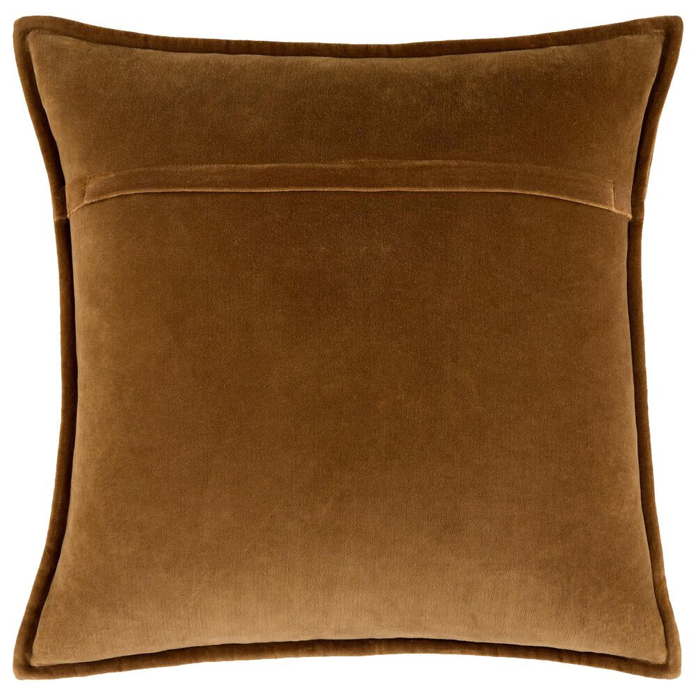 Surya Cotton Velvet 22" Square Throw Pillow in Brown, , large