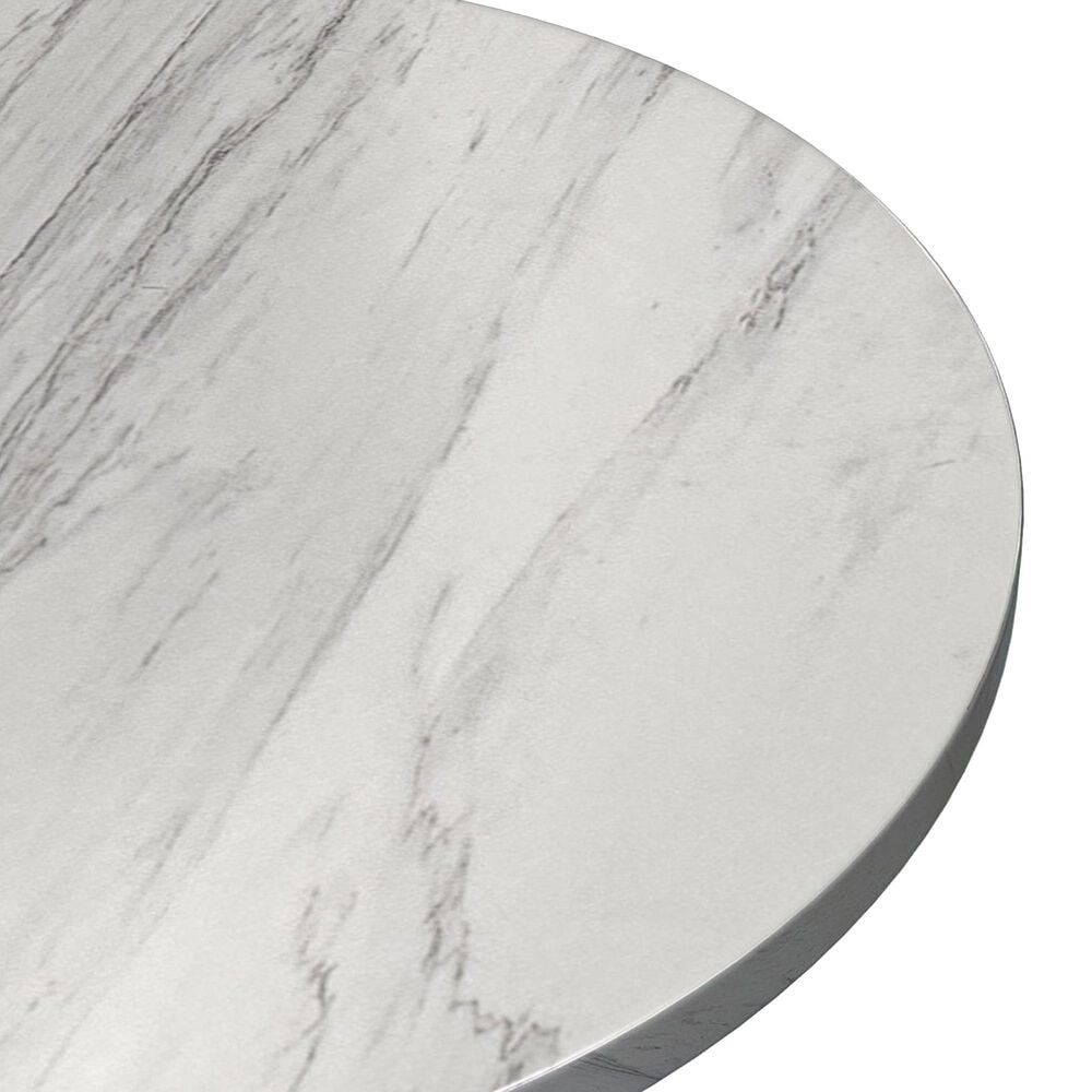 Leisuremod LeisureMod Verve Collection 27 Round Dining Table, Brushed Gold Base with Laminated White Marbleized Top, , large