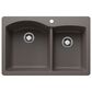 Blanco Diamond 33" 1-3/4 Double Bowl Dual Mount Kitchen Sink in Volcano Gray, , large