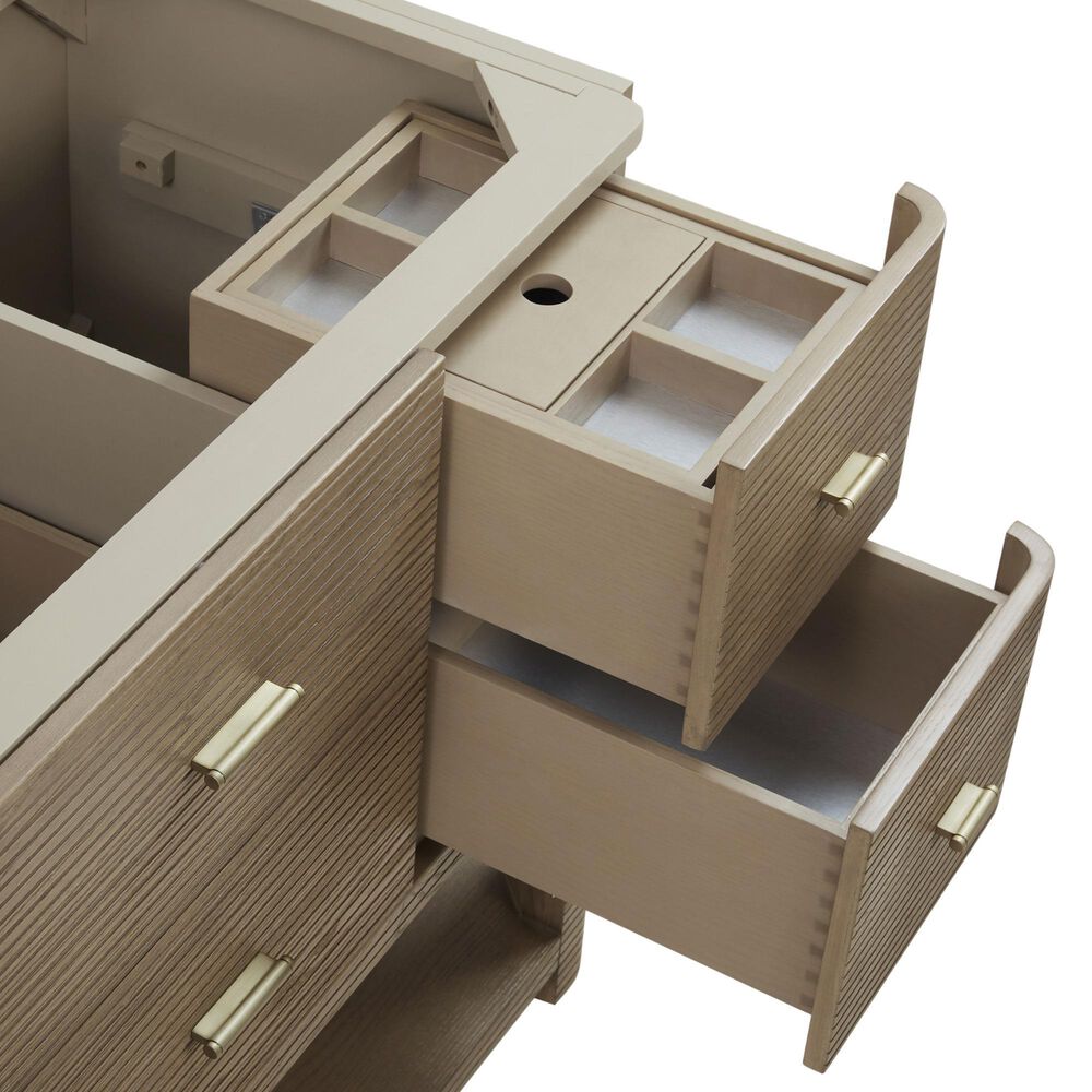 James Martin Vanities Lucian 48" Single Bathroom Vanity in Pebble Oak with 3 cm Victorian Silver Quartz Top, Rectangular Sink and FreePower Wireless Charger, , large