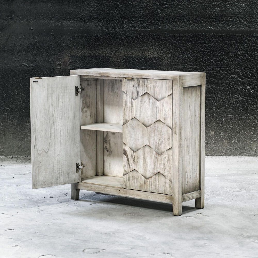 Uttermost Catori Console Cabinet In Distressed Light Grey, , large