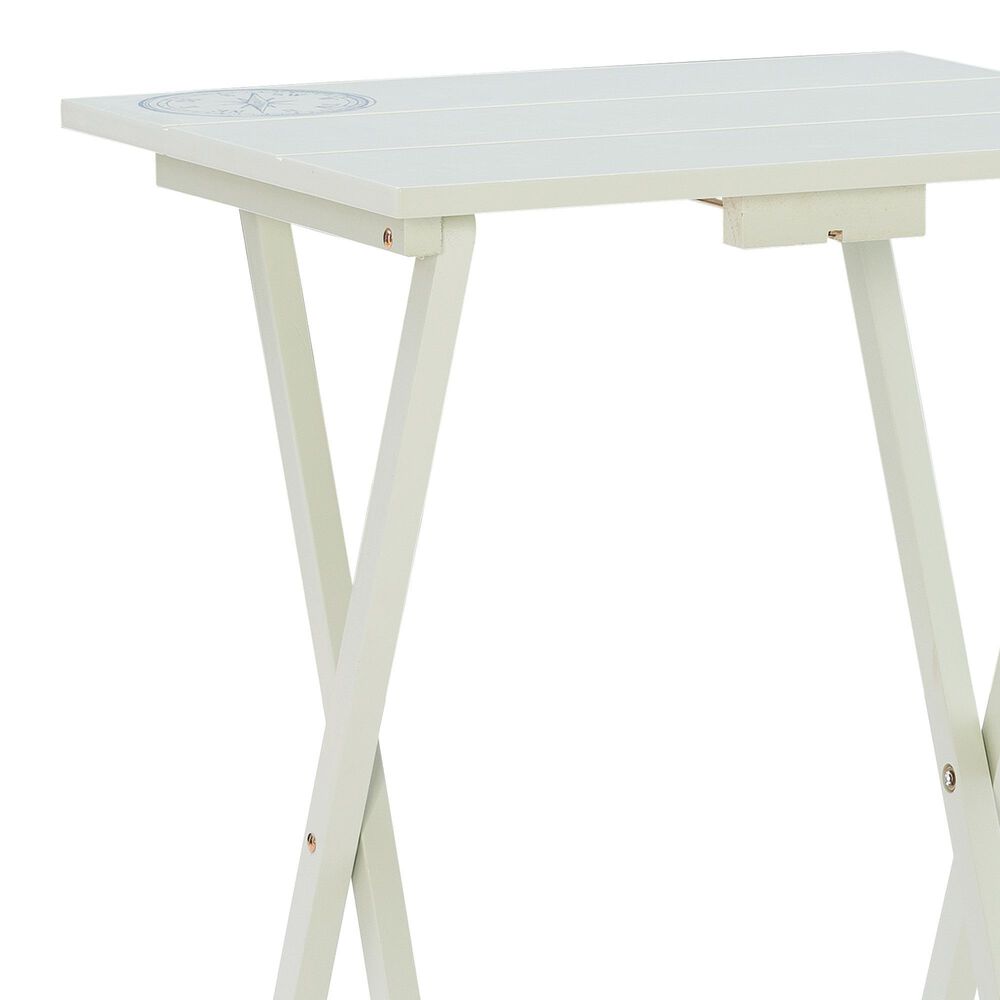 Linon Home Decor Compass Folding TV Tray Table Set with Stand in Light Gray (Set of 4), , large