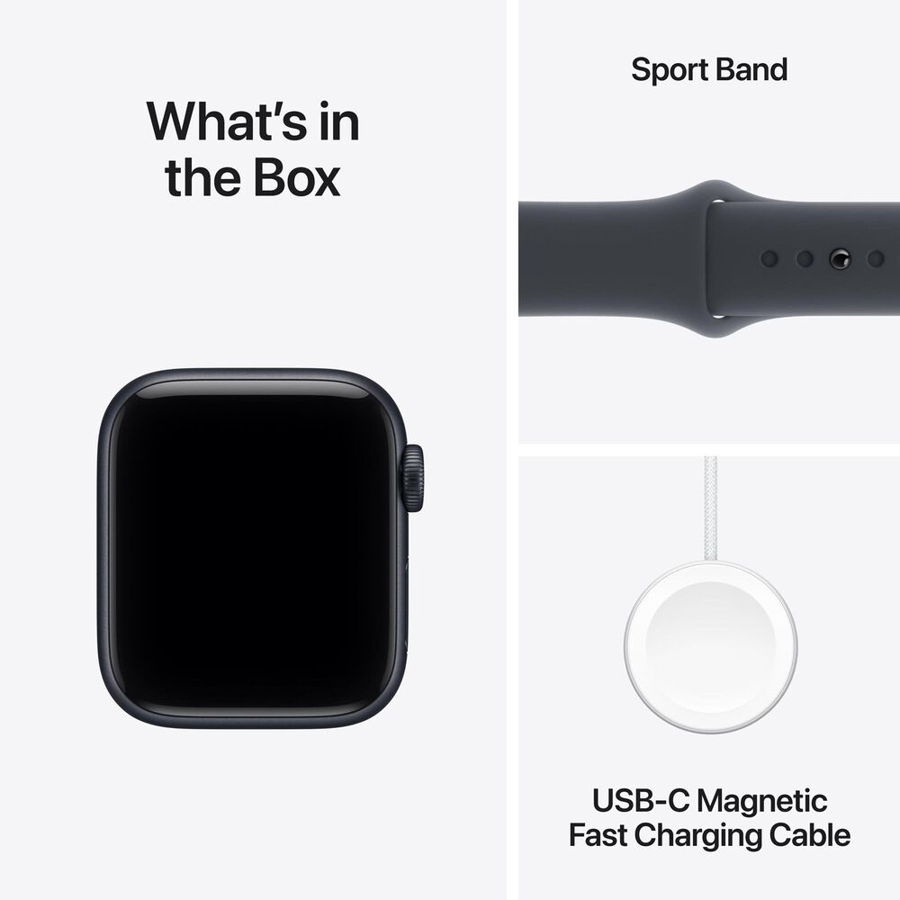 Apple Watch SE 3 (GPS) 40mm Aluminum Case with Sport Band - S/M in Midnight and 2-Year AppleCare+, , large