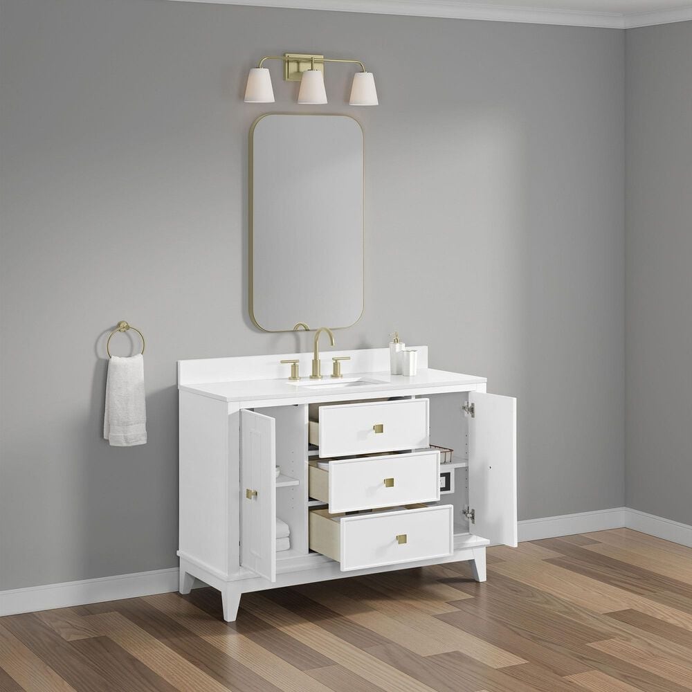 37B Kinsale 48" Single Bathroom Vanity Cabinet in Bright White with White Composite Stone Top and Backsplash, , large