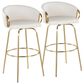 LumiSource Claire Swivel Barstool with White Faux Leather Upholstery in Gold (Set of 2), , large