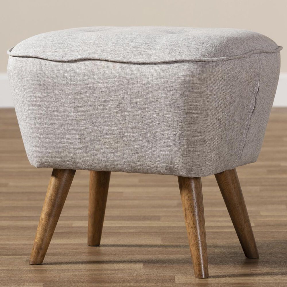 Baxton Studio Petronelle Ottoman in Greyish Beige, , large