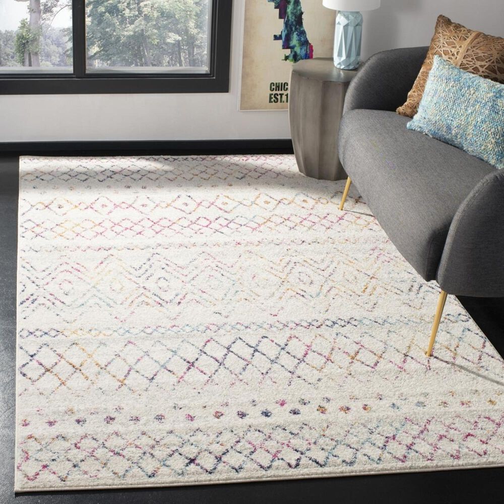 Safavieh Madison MAD798A 5&#39;1&quot; x 7&#39;6&quot; Ivory and Fuchsia Area Rug, , large