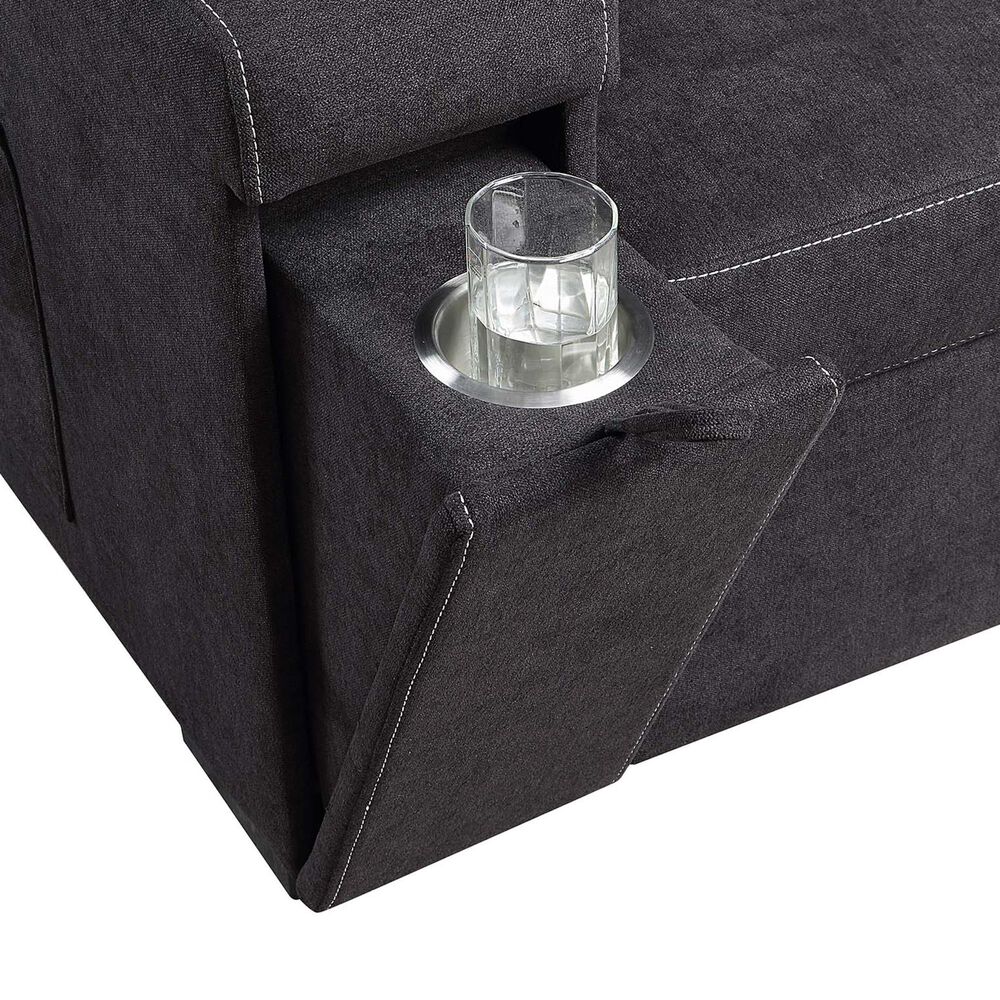 HOMLUX 95"W Reversible Sleeper Sectional Sofa with Storage Chaise, Cup Holders, USB, in Black, , large