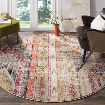 Safavieh Monaco MNC222G-4R 4" x 4"  Light Grey/Multi Round Rug, , large