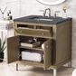 James Martin Vanities Chicago 30" Single Bathroom Vanity in Whitewashed Walnut with 3 cm Parisien Bleu Quartz Top and Rectangular Sink, , large