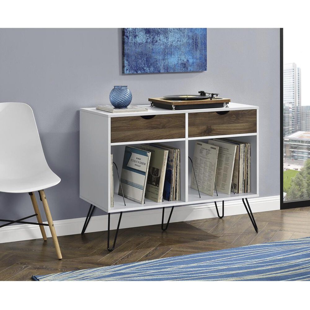 Novogratz Concord Turntable Stand with Drawers in White, , large