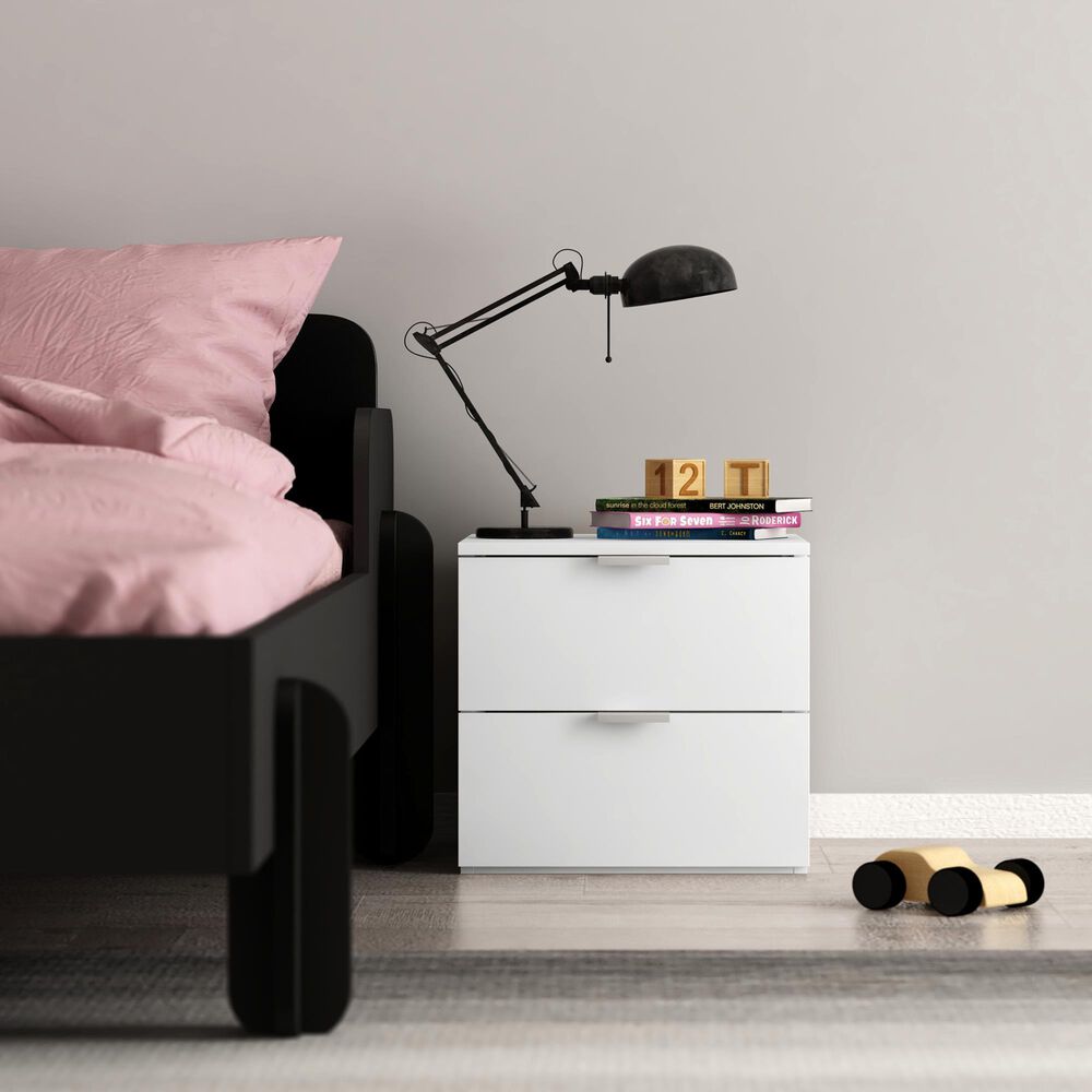 The Monday Company Delma 2-Drawer Nightstand in Matte White &#40;Set of 2&#41;, , large