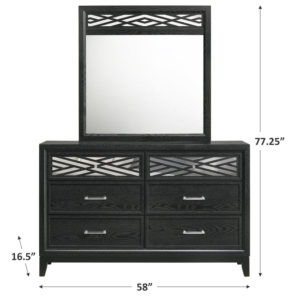 New Heritage Design Obsidian 6-Drawer Dresser and Mirror in Black, , large