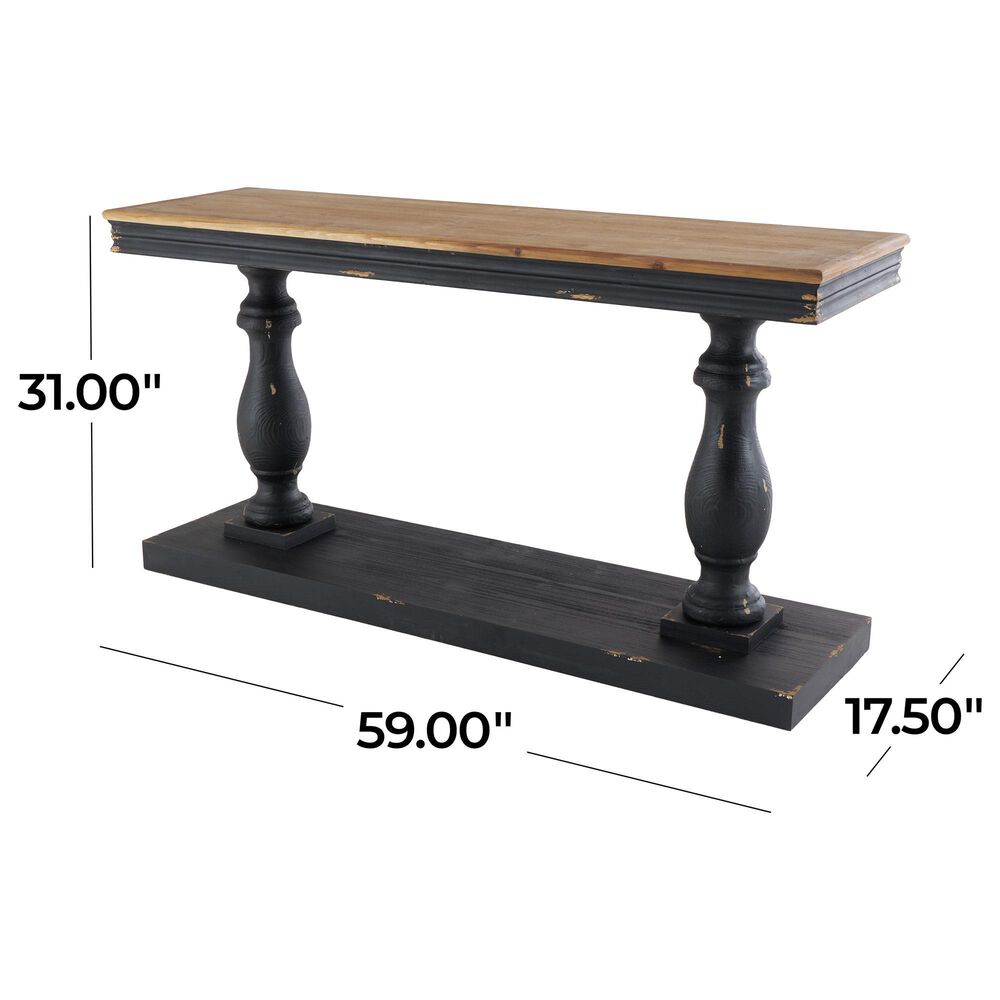 Maple and Jade Console Table in Distressed Black and Brown, , large