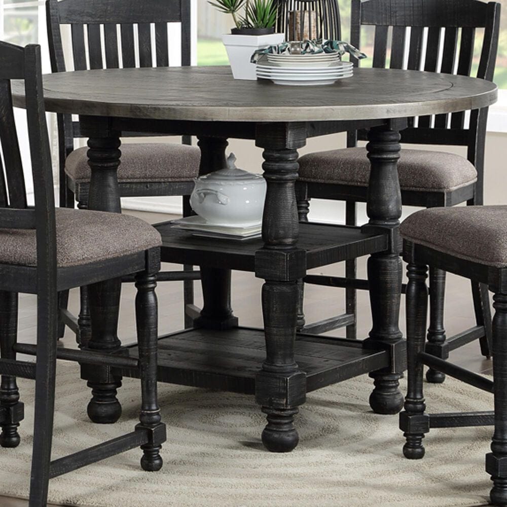 Karavan Casual Dining Round Counter Table in Distressed Gray and Weathered Washed Black - Table Only, , large