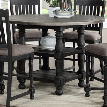Karavan Casual Dining Round Counter Table in Distressed Gray and Weathered Washed Black - Table Only, , large