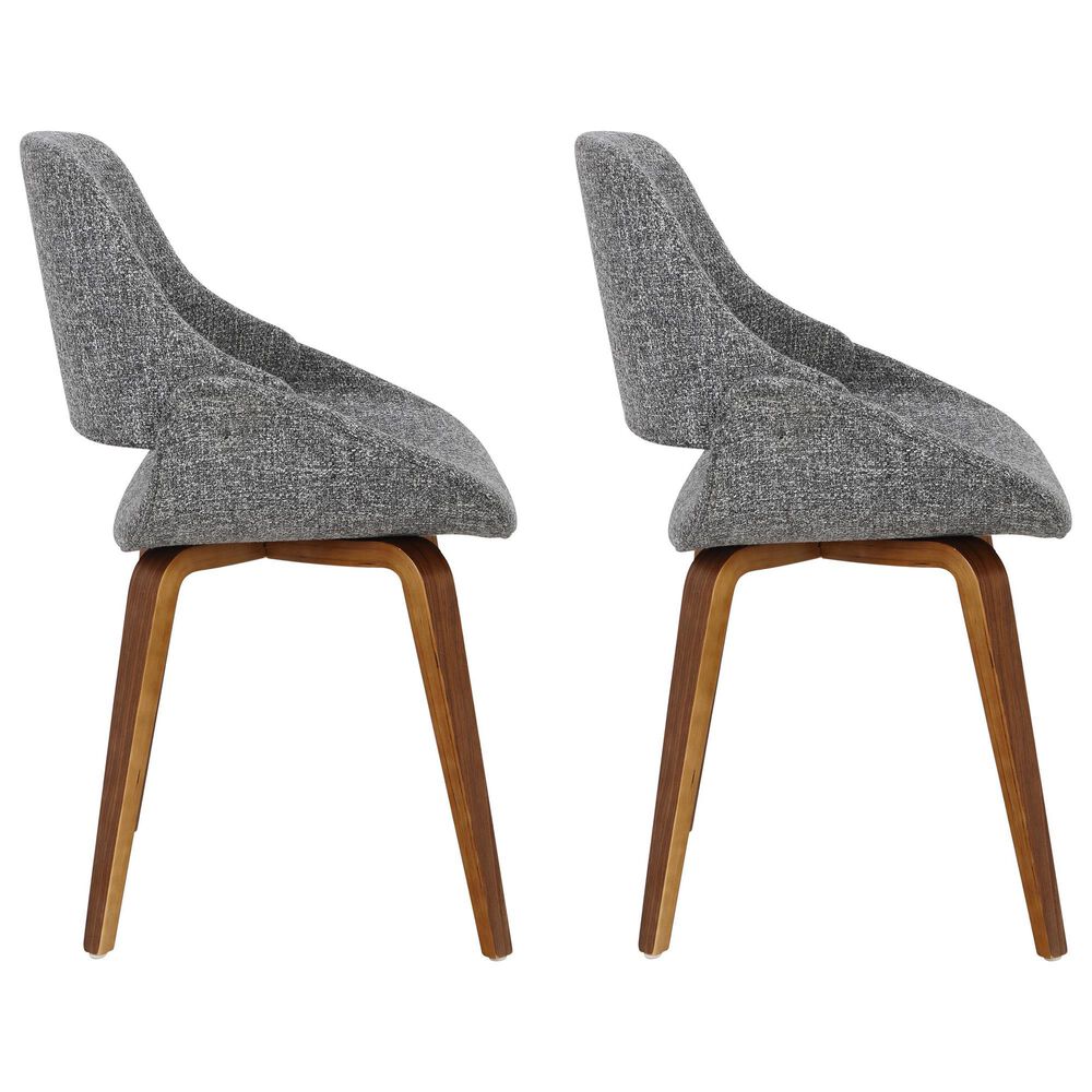 Lumisource Fabrico Side Chair with Grey Noise Upholstered in Walnut &#40;Set of 2&#41;, , large