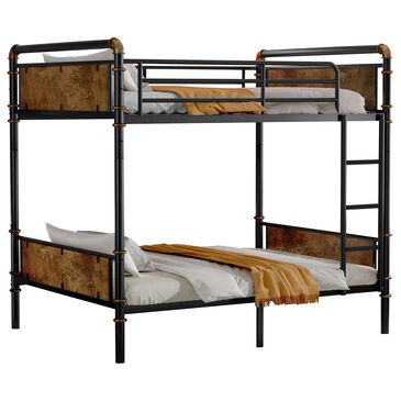 Hearth and Haven Twin XL over Twin XL Detachable Bunk Bed in Black and Gold, , large
