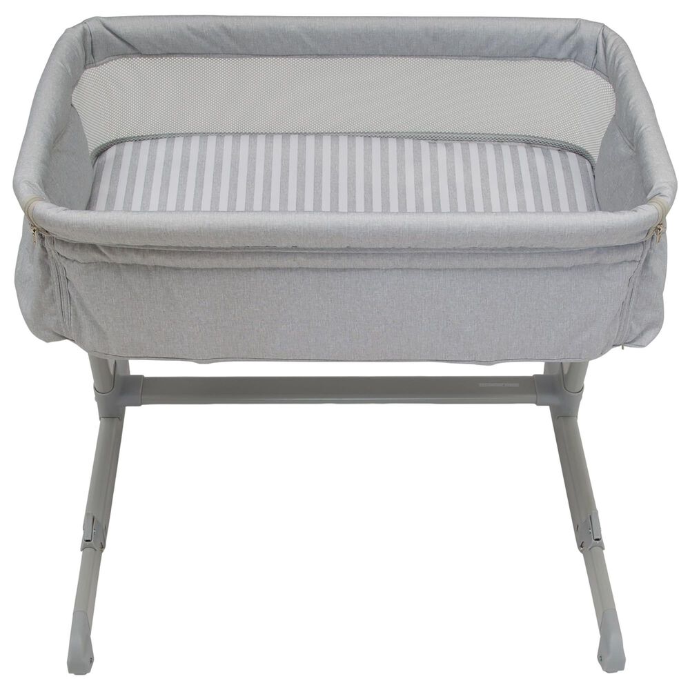 Delta Bedside Bassinet Sleeper in Grey Stripes, , large