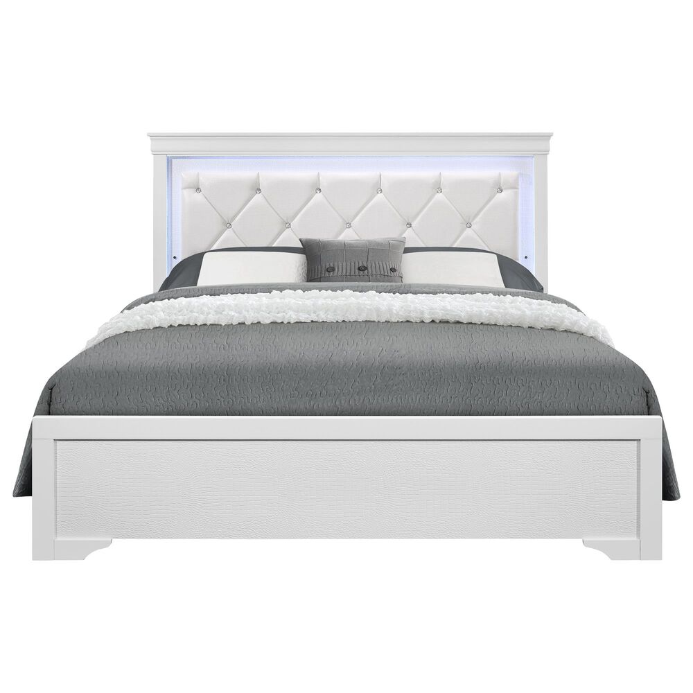 Global Furniture USA Pompei King Bed in Metallic White, , large