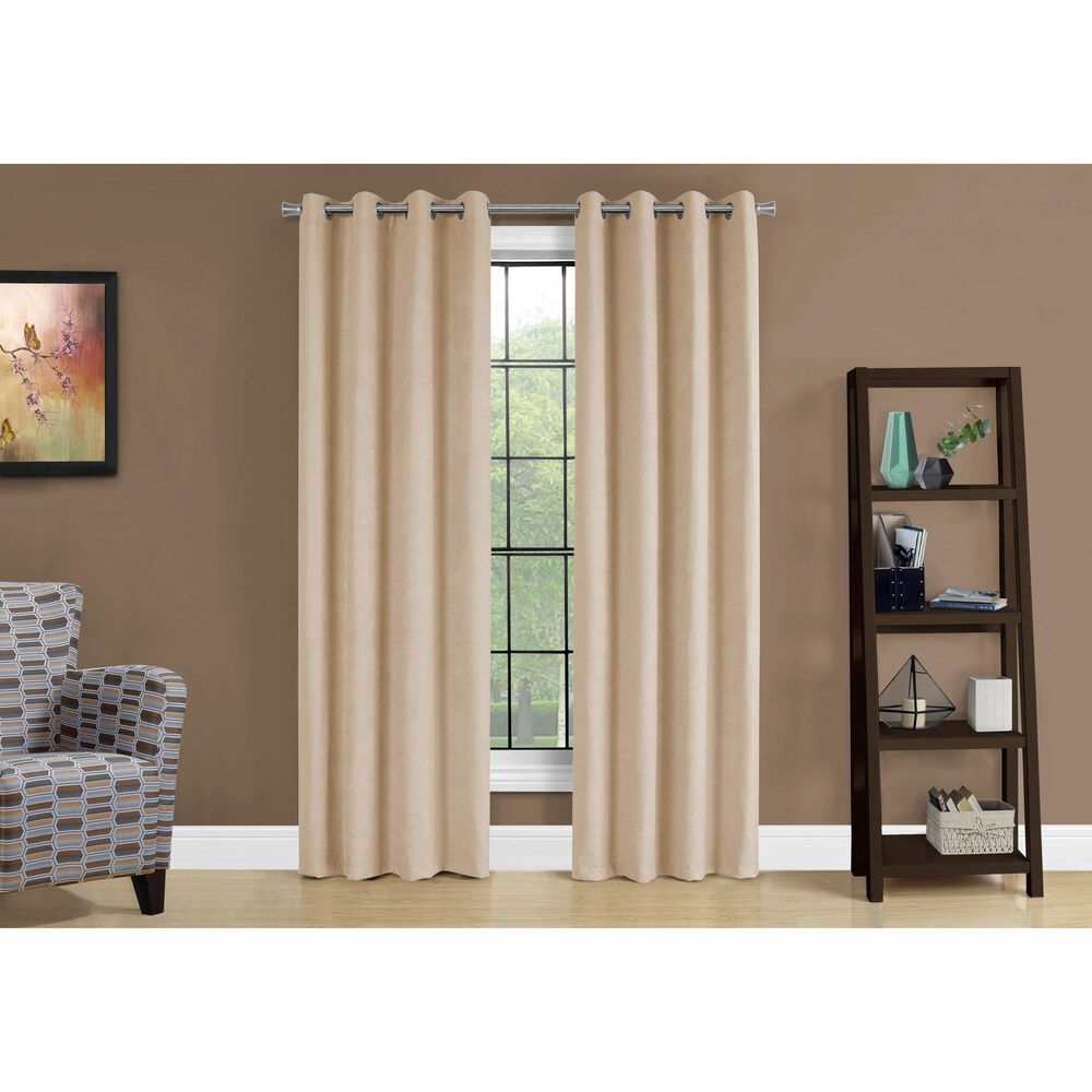 Monarch Specialties 54&quot; x 84&quot; Curtain Panel in Beige &#40;Set of 2&#41;, , large