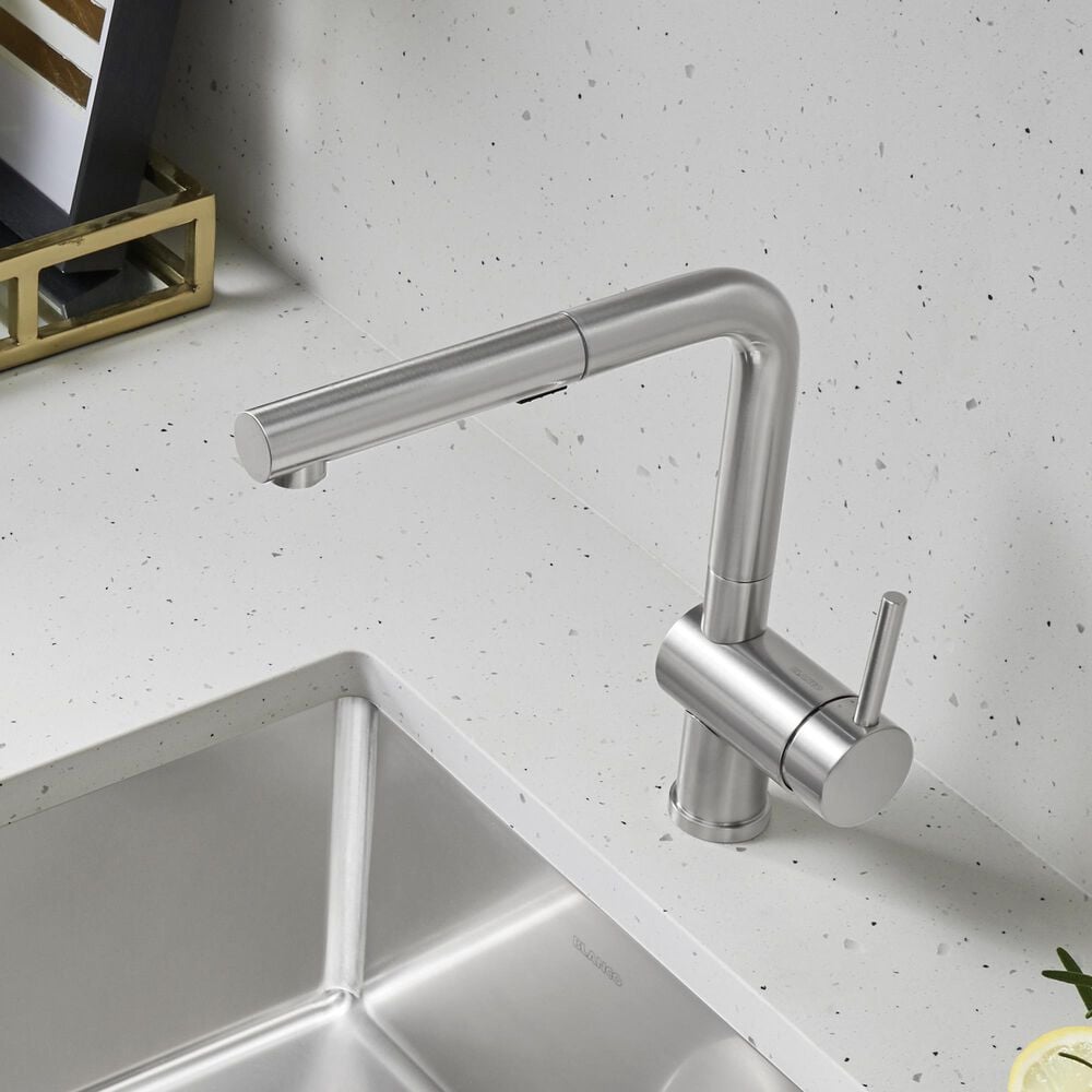 Blanco Linus 1.5 GPM Low-Arc Pull-Out Kitchen Faucet in Stainless Steel, , large