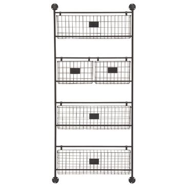 Maple and Jade 5-Slot Decorative Magazine Rack Holder with Suspended Baskets and Label Slot in Matte Black, , large
