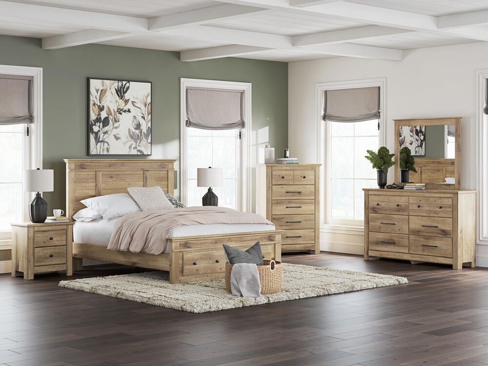 Ashley Makidern 4-Piece Queen Storage Bedroom Set with Two Drawers in Natural Brown, , large