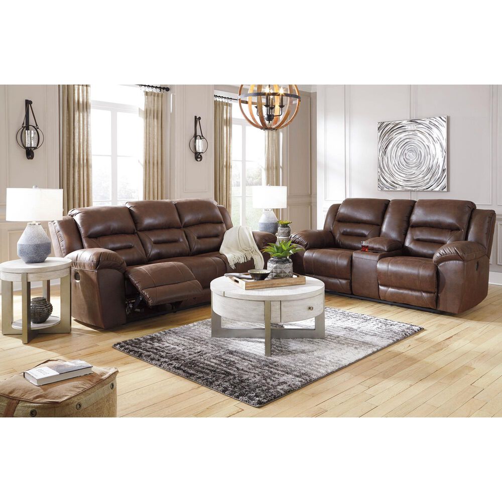 Ashley Stoneland Power Reclining Loveseat with Console in Chocolate, , large
