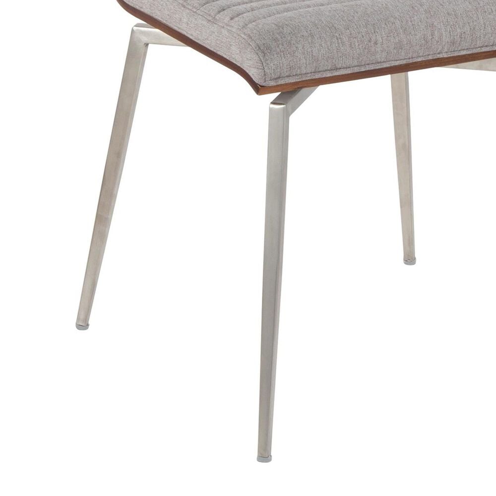 Lumisource Mason Contemporary Dining/accent Chair with Swivel in Stainless Steel, Walnut Wood, and Grey Fabric - Set of 2, , large