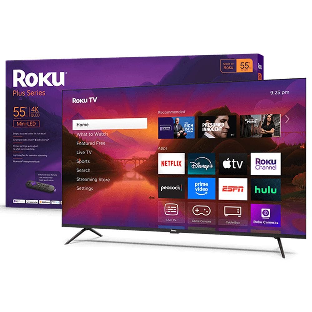 Roku 55" Class Plus Series QLED Mini-LED in Black - Smart TV, , large